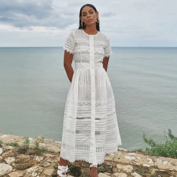 NWT Waimari Camila Lace Embroidered Maxi Dress in Pure White - Picture 7 of 13